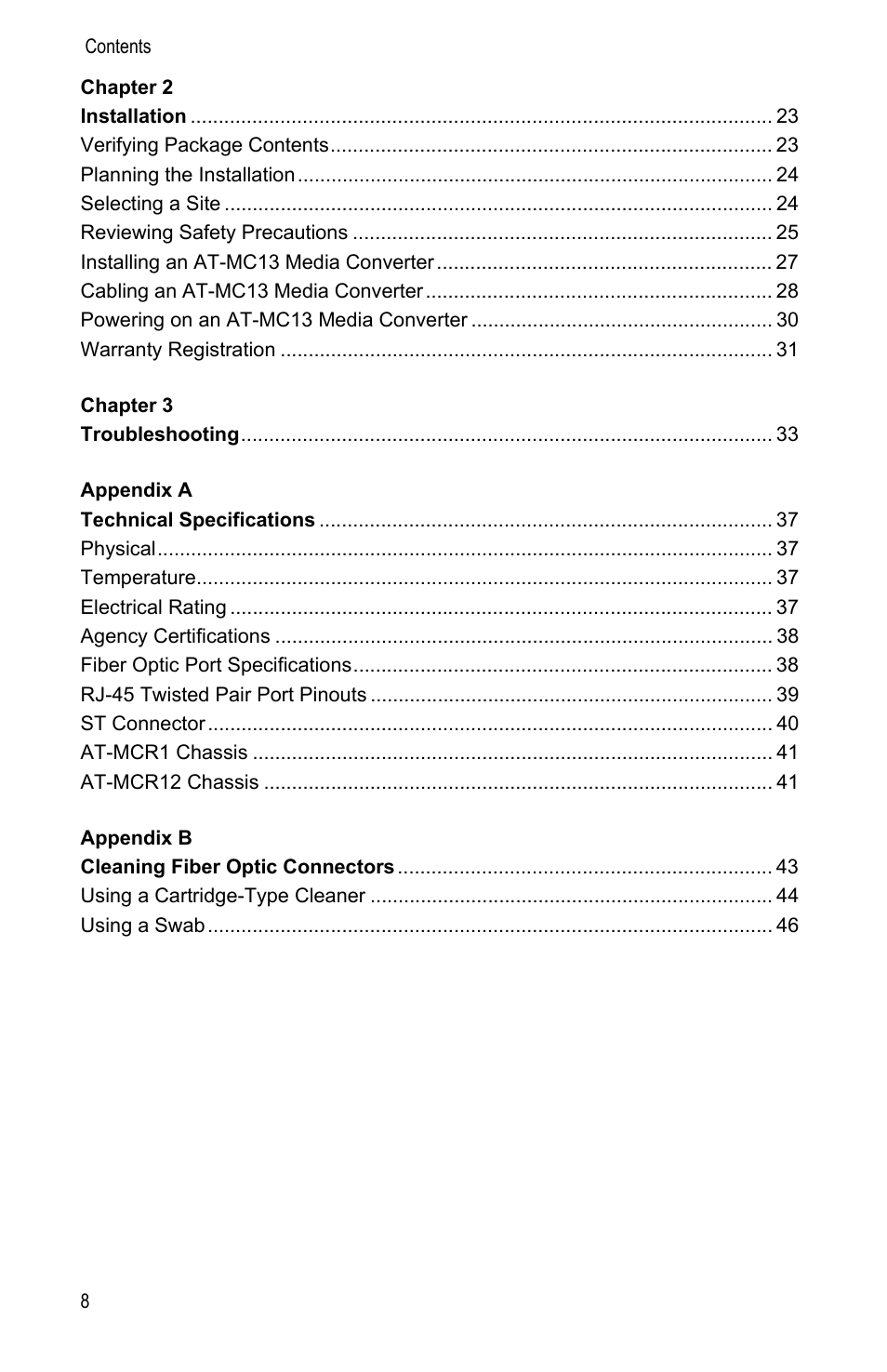 Allied Telesis AT-MC13 User Manual | Page 8 / 48