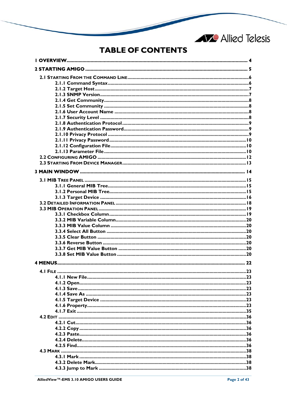 Allied Telesis AlliedView-EMS 3.10 AMIGO User Manual | Page 2 / 43