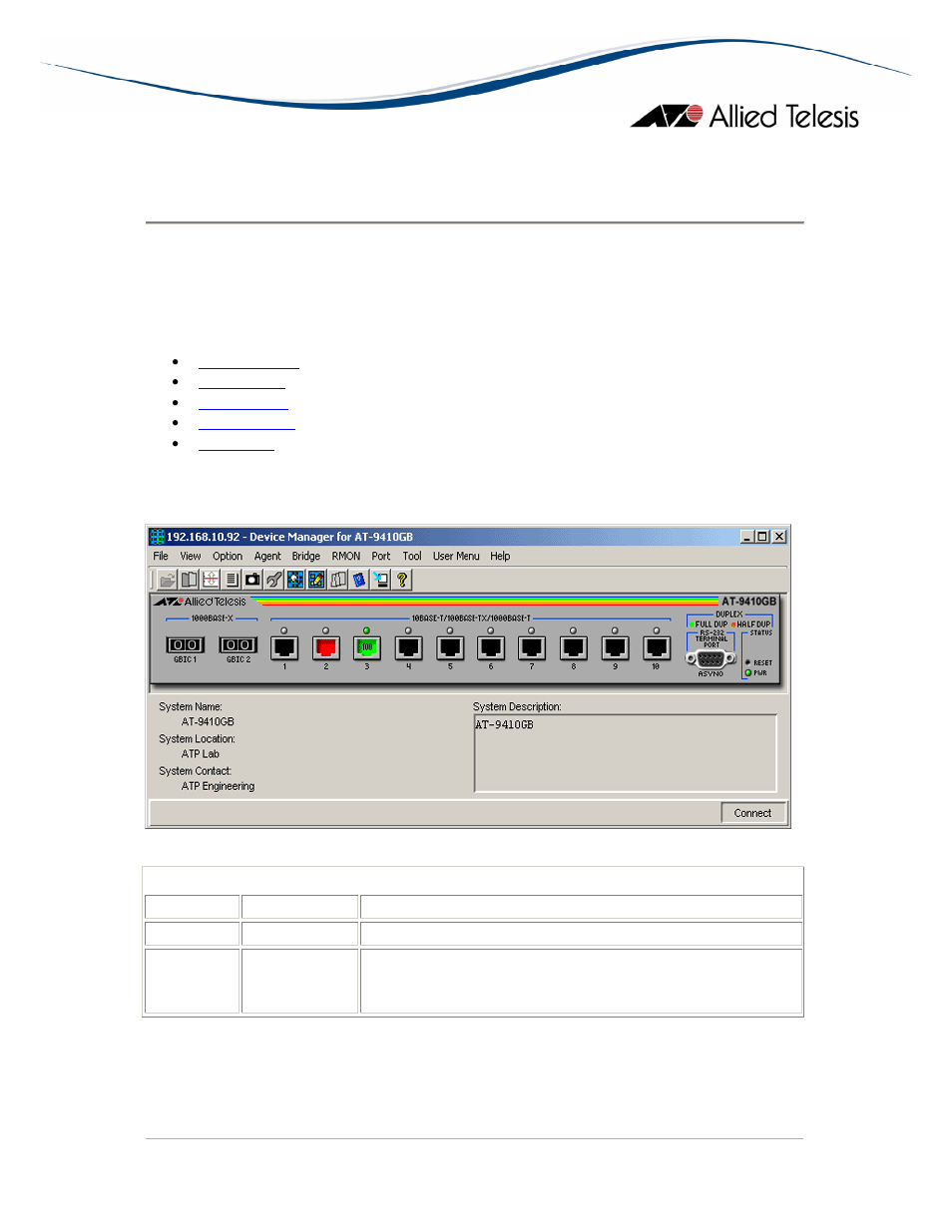 Main window, At-9410gb | Allied Telesis AlliedView-EMS 3.10 DEVICE MANAGEMENT User Manual | Page 111 / 367