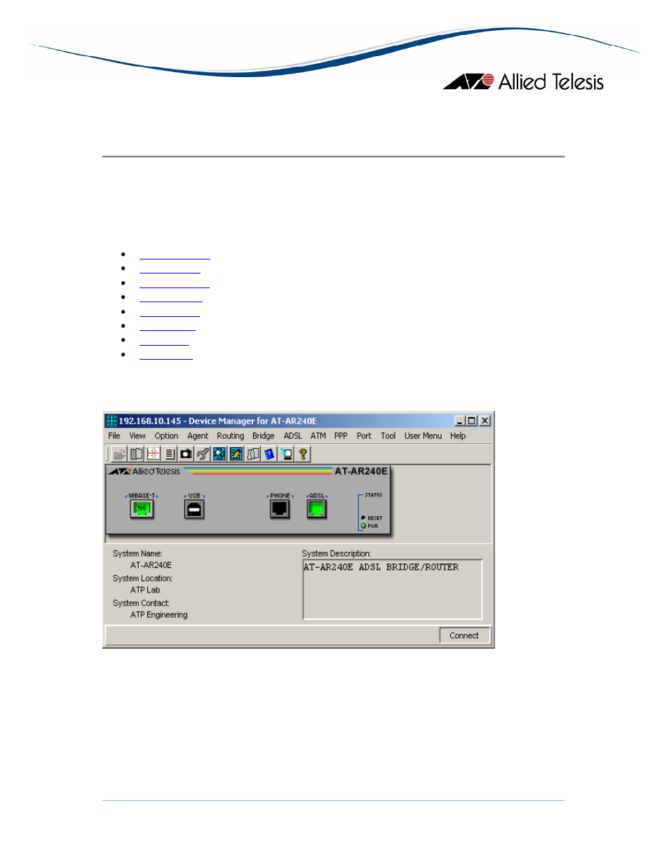 Main window, At-ar200e | Allied Telesis AlliedView-EMS 3.10 DEVICE MANAGEMENT User Manual | Page 121 / 367