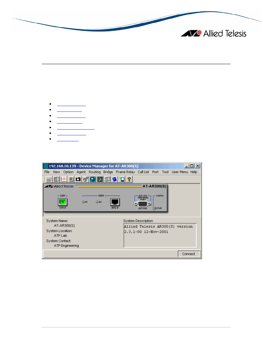Main window, At-ar300 series | Allied Telesis AlliedView-EMS 3.10 DEVICE MANAGEMENT User Manual | Page 134 / 367