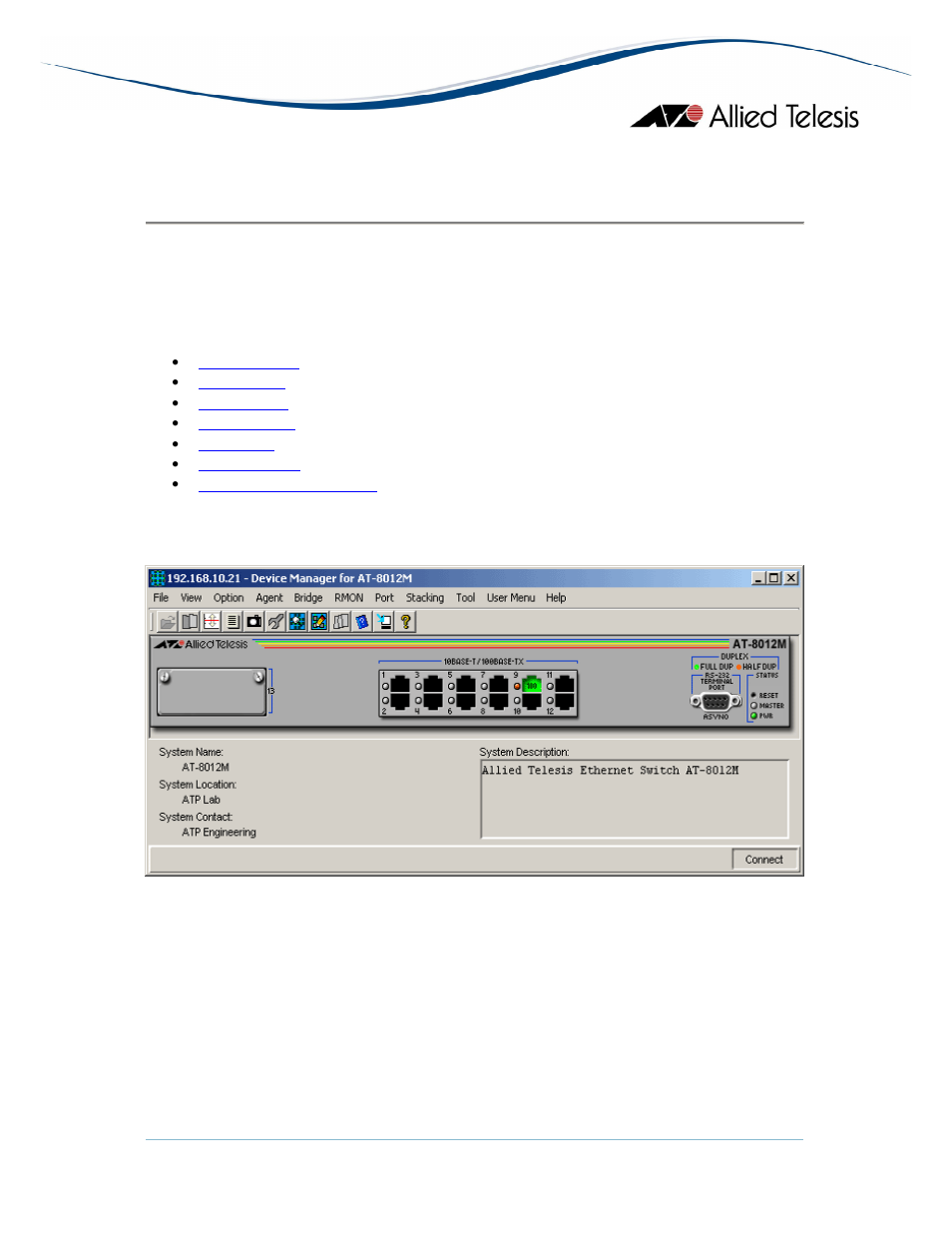 Main window, At-8000 series | Allied Telesis AlliedView-EMS 3.10 DEVICE MANAGEMENT User Manual | Page 14 / 367