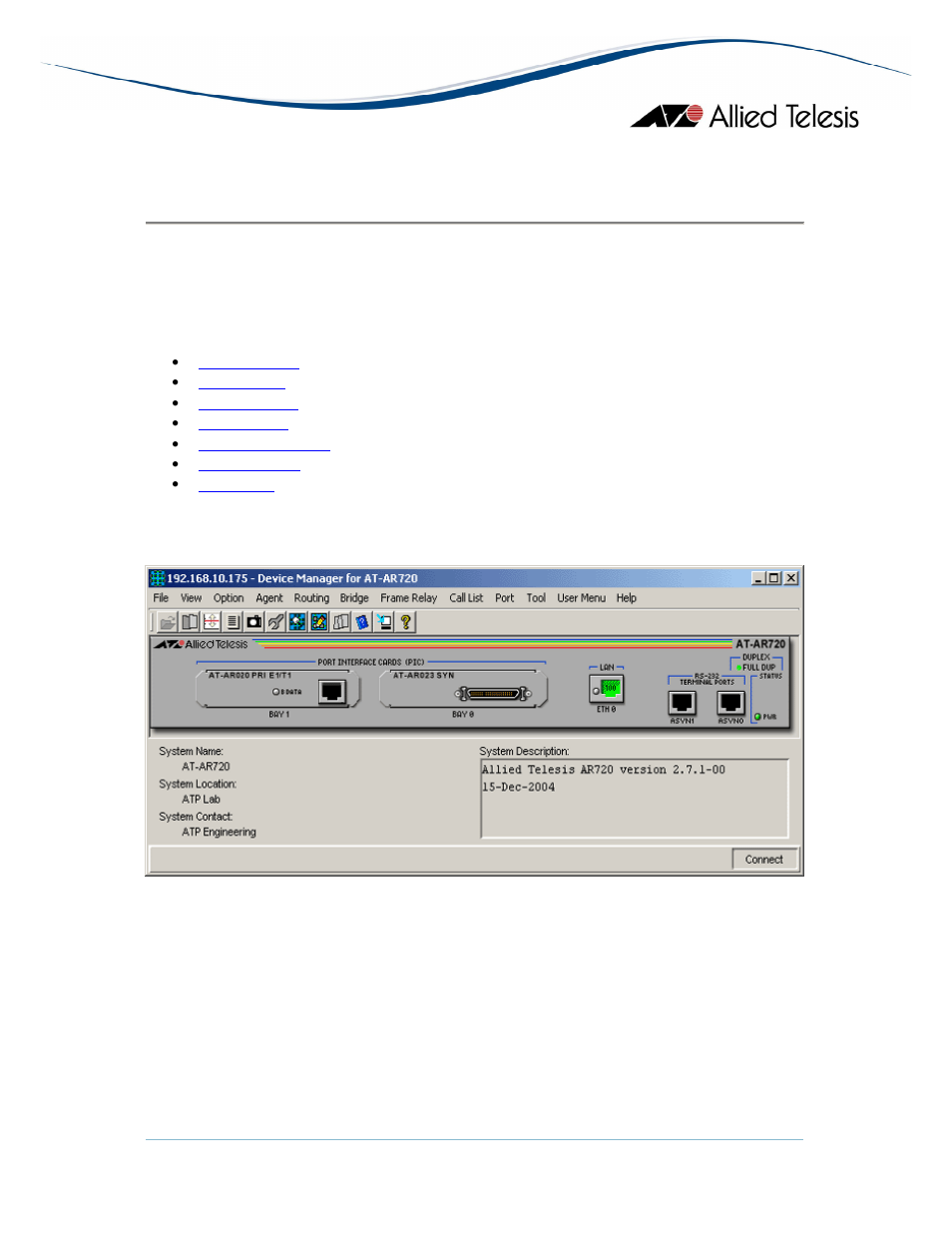 Main window, At-ar700 series | Allied Telesis AlliedView-EMS 3.10 DEVICE MANAGEMENT User Manual | Page 151 / 367