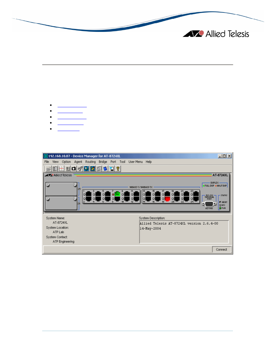 Main window, At-8700xl series | Allied Telesis AlliedView-EMS 3.10 DEVICE MANAGEMENT User Manual | Page 186 / 367