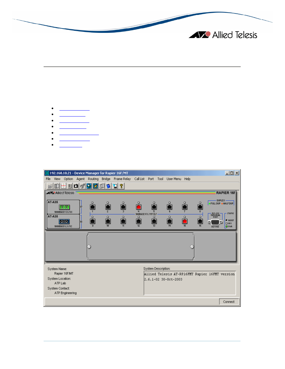 Main window, Rapier | Allied Telesis AlliedView-EMS 3.10 DEVICE MANAGEMENT User Manual | Page 206 / 367