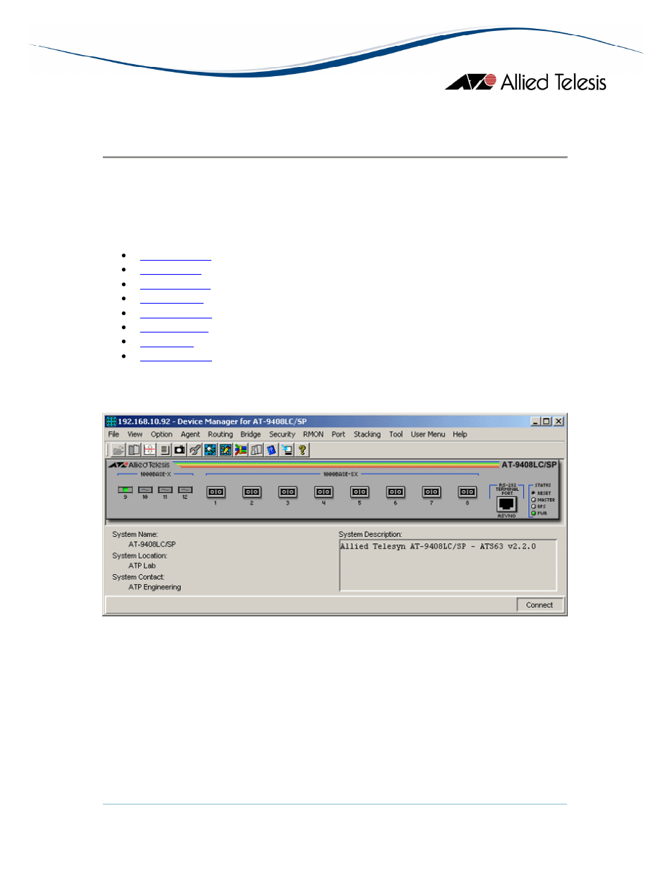 Main window, At-9400 series | Allied Telesis AlliedView-EMS 3.10 DEVICE MANAGEMENT User Manual | Page 226 / 367
