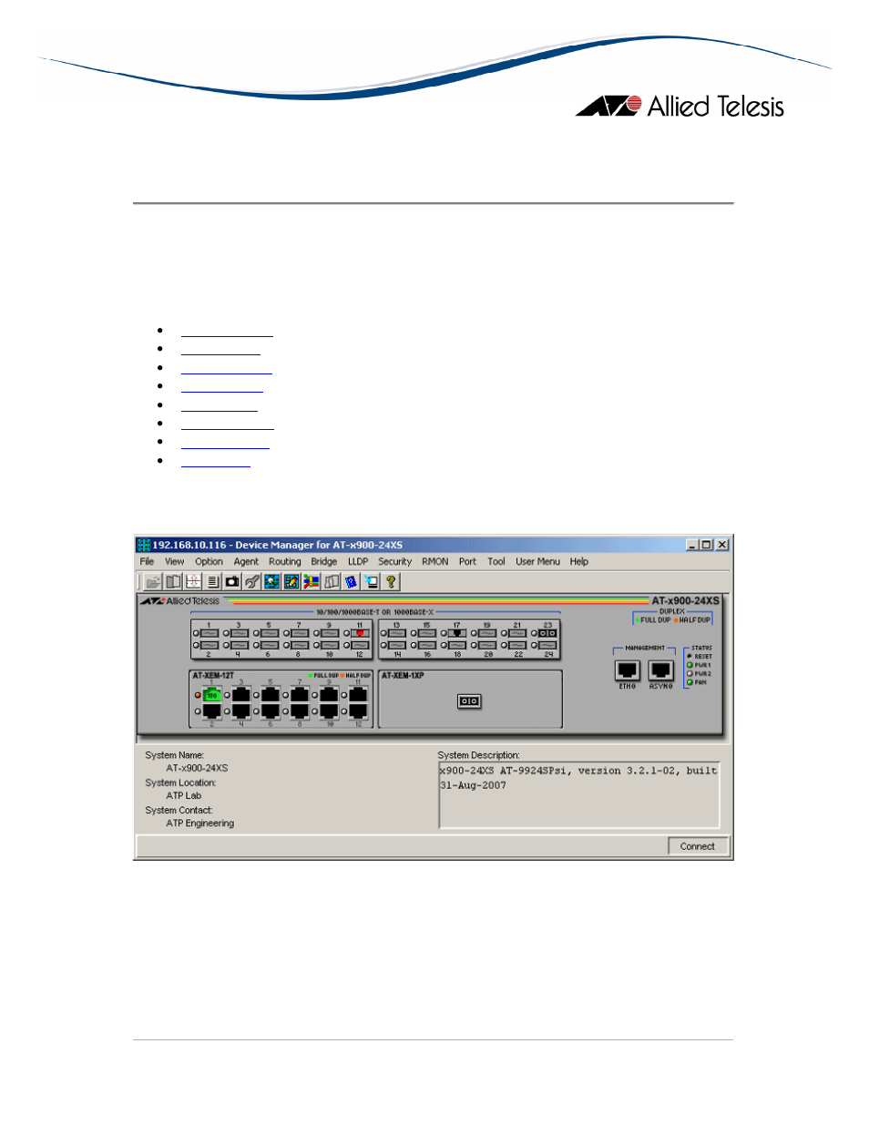 Main window | Allied Telesis AlliedView-EMS 3.10 DEVICE MANAGEMENT User Manual | Page 273 / 367