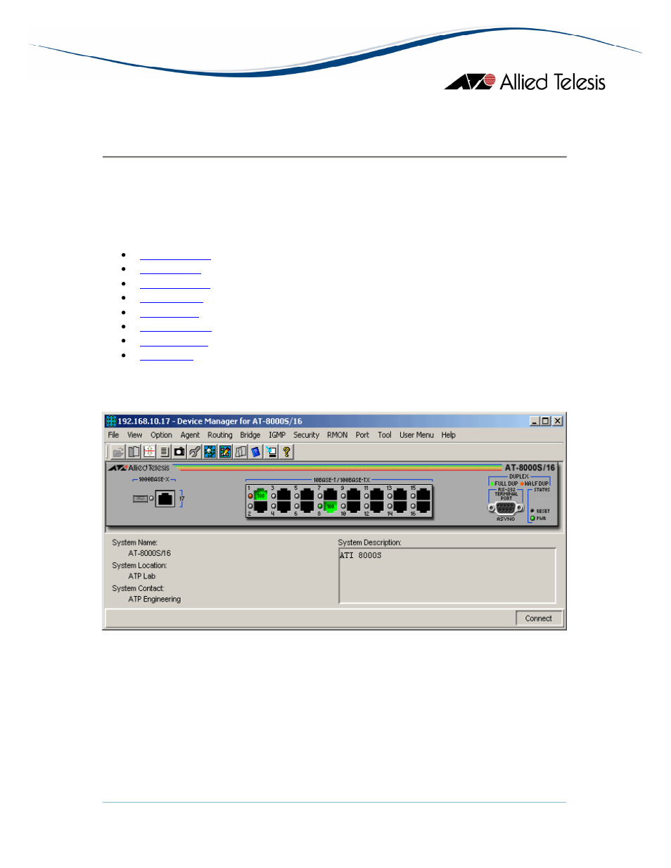 Main window, At-8000s series | Allied Telesis AlliedView-EMS 3.10 DEVICE MANAGEMENT User Manual | Page 33 / 367