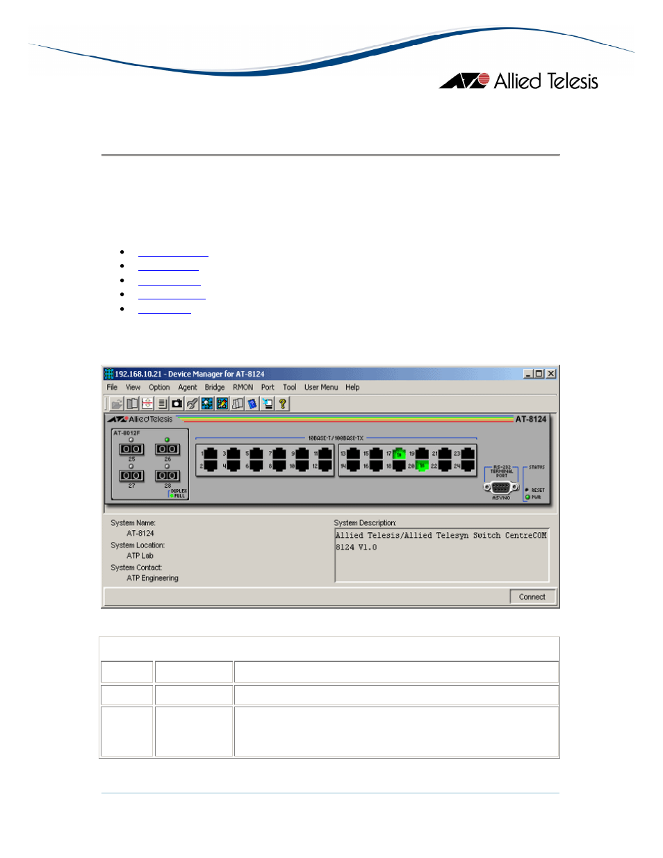 Main window, At-8124 | Allied Telesis AlliedView-EMS 3.10 DEVICE MANAGEMENT User Manual | Page 55 / 367
