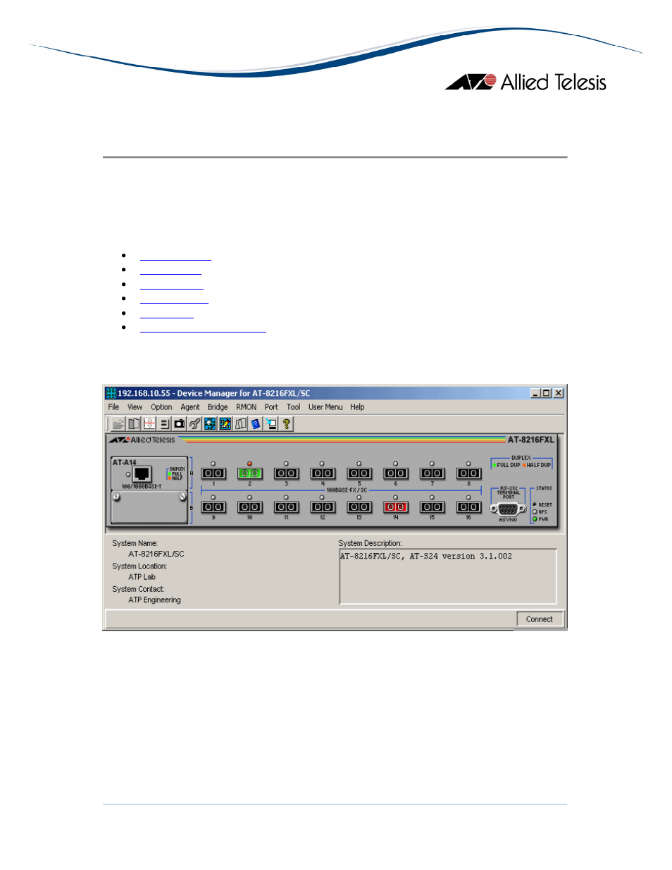 Main window, At-8200xl series | Allied Telesis AlliedView-EMS 3.10 DEVICE MANAGEMENT User Manual | Page 64 / 367