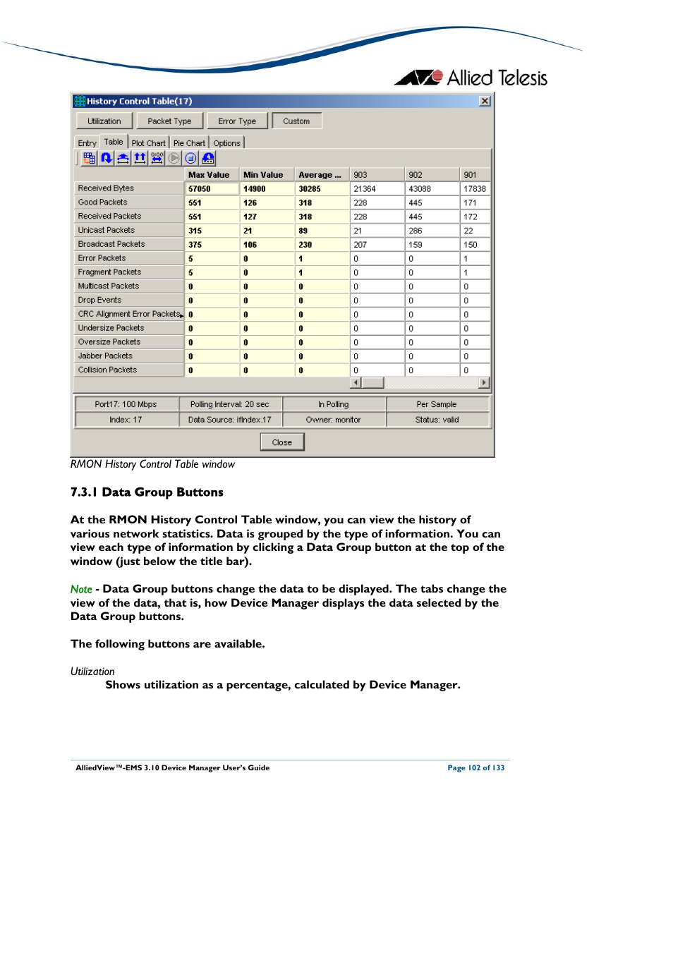 1 data group buttons, Deleted, Data group buttons | Allied Telesis AlliedView-EMS 3.10 DEVICE MANAGER User Manual | Page 102 / 133