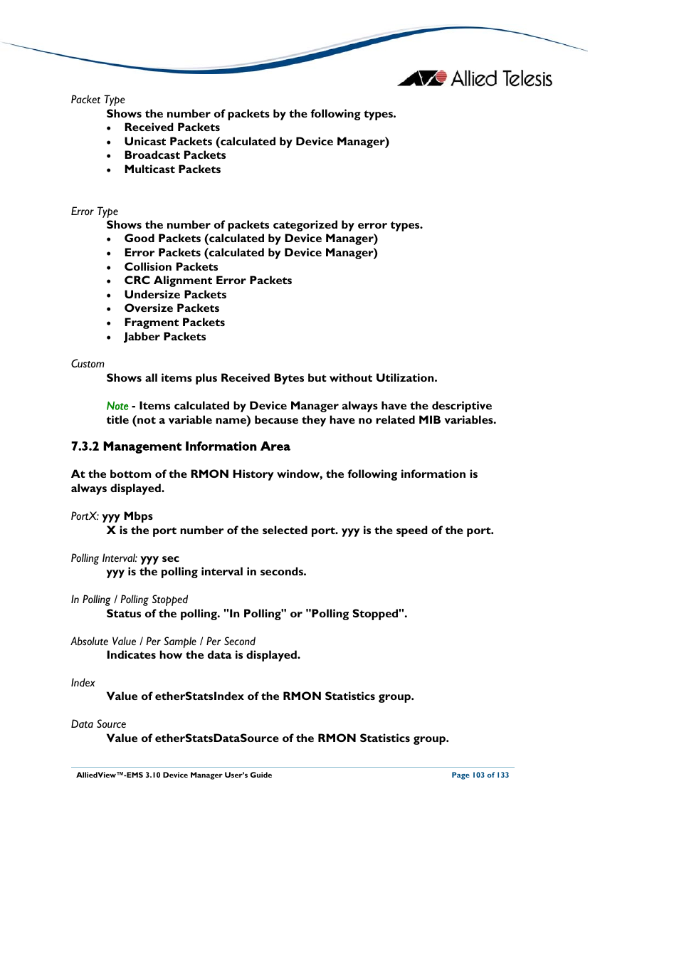 2 management information area, Deleted, Management information area | Allied Telesis AlliedView-EMS 3.10 DEVICE MANAGER User Manual | Page 103 / 133