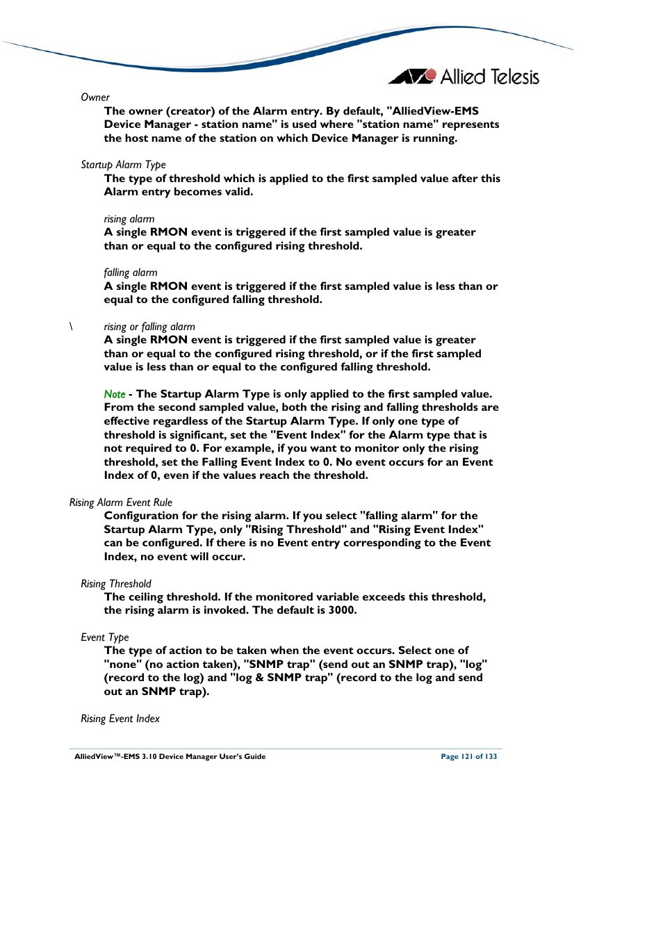 Allied Telesis AlliedView-EMS 3.10 DEVICE MANAGER User Manual | Page 121 / 133