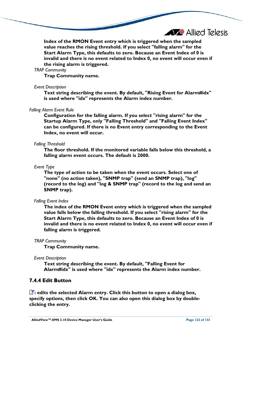 4 edit button, Deleted, Edit button | Allied Telesis AlliedView-EMS 3.10 DEVICE MANAGER User Manual | Page 122 / 133