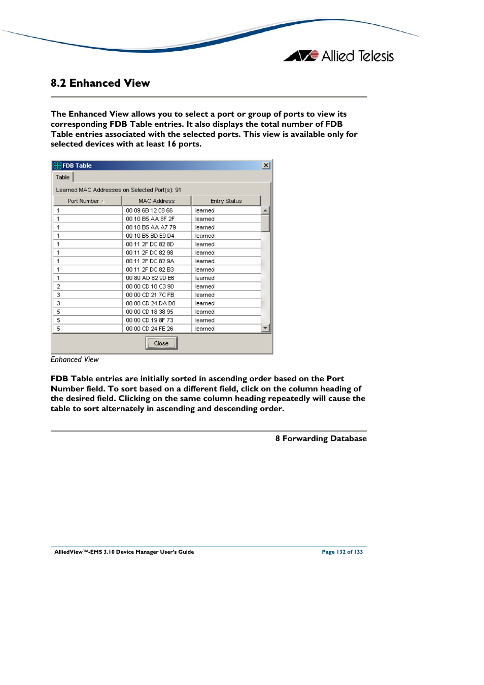 2 enhanced view, Nhanced, Deleted | Rmon-specific buttons | Allied Telesis AlliedView-EMS 3.10 DEVICE MANAGER User Manual | Page 132 / 133