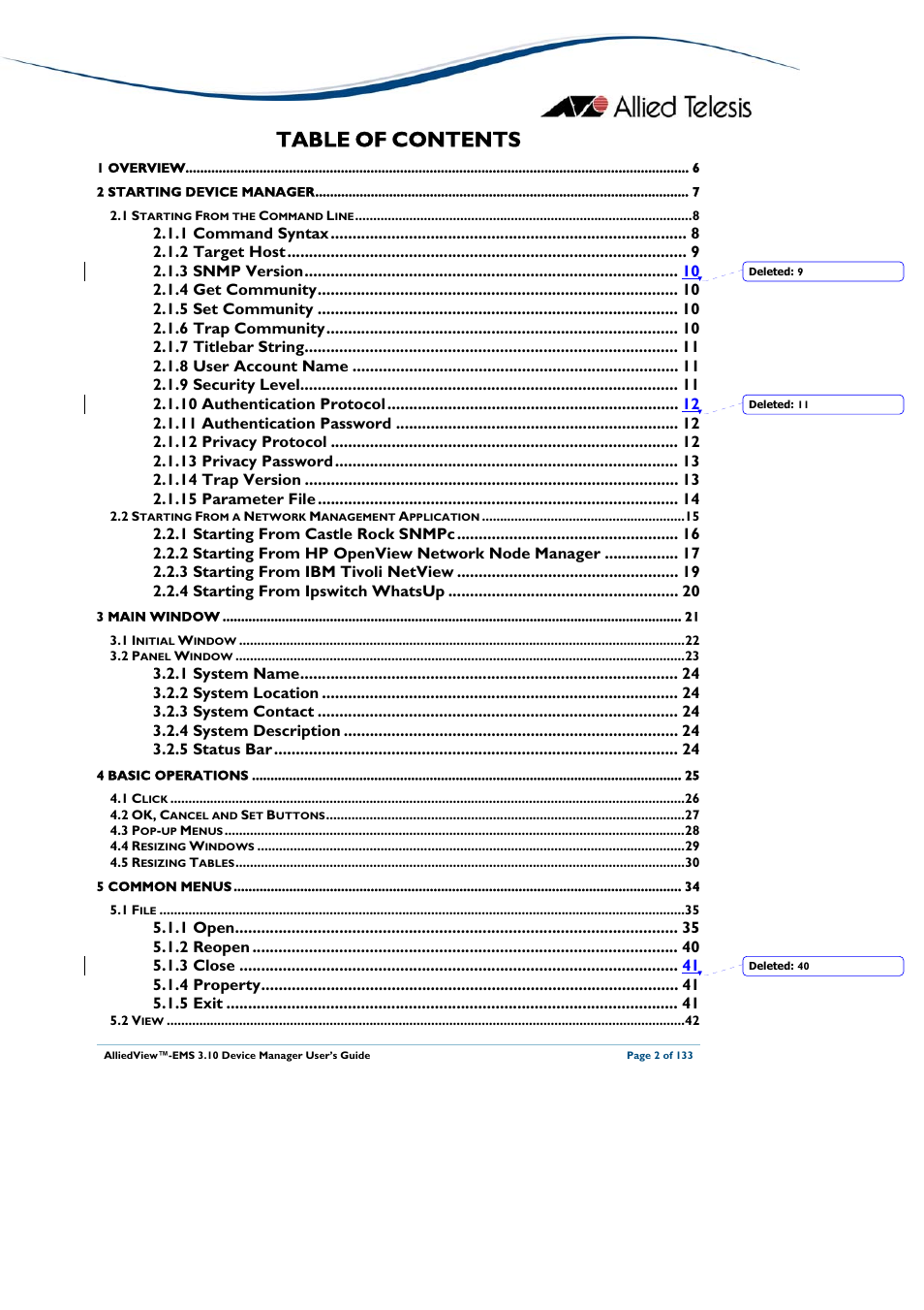 Allied Telesis AlliedView-EMS 3.10 DEVICE MANAGER User Manual | Page 2 / 133