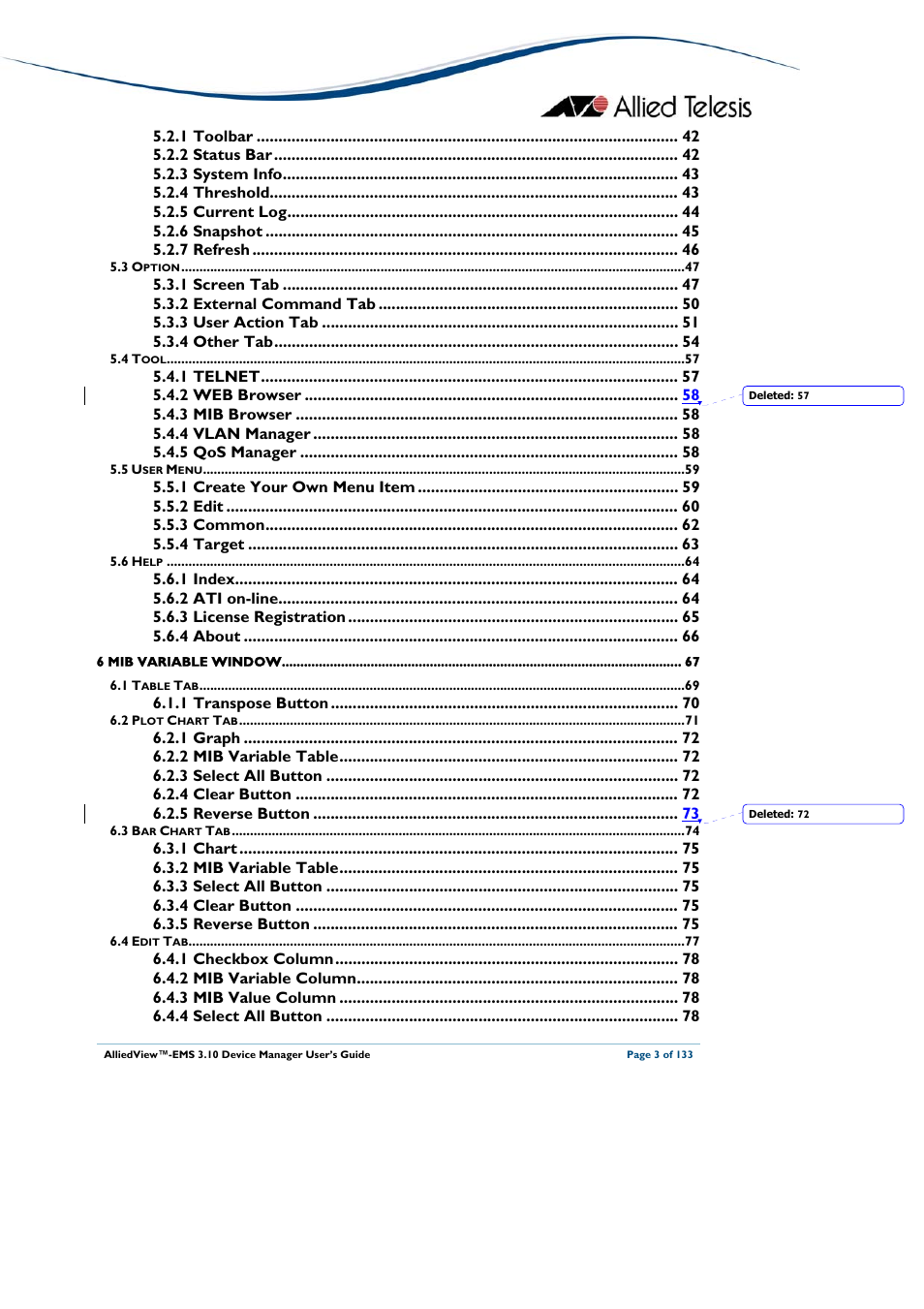 Allied Telesis AlliedView-EMS 3.10 DEVICE MANAGER User Manual | Page 3 / 133