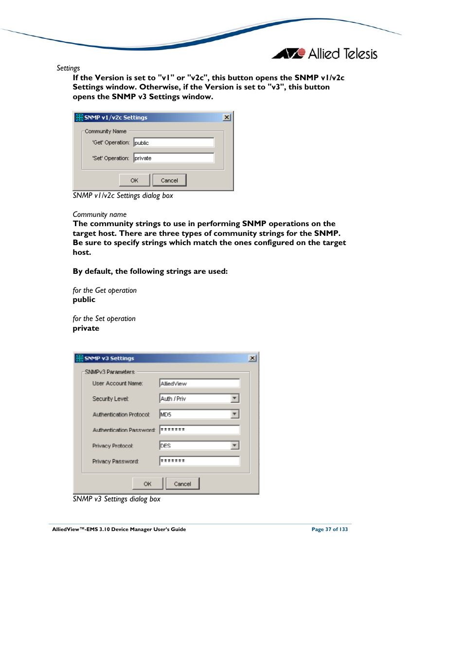 Allied Telesis AlliedView-EMS 3.10 DEVICE MANAGER User Manual | Page 37 / 133