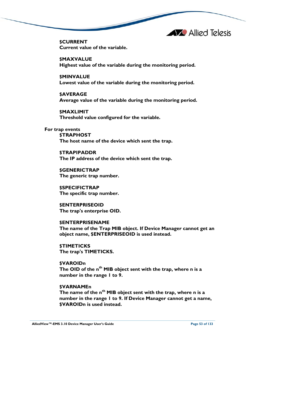 Allied Telesis AlliedView-EMS 3.10 DEVICE MANAGER User Manual | Page 53 / 133