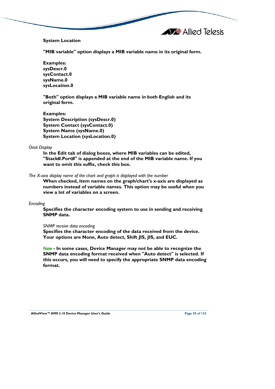 Allied Telesis AlliedView-EMS 3.10 DEVICE MANAGER User Manual | Page 55 / 133