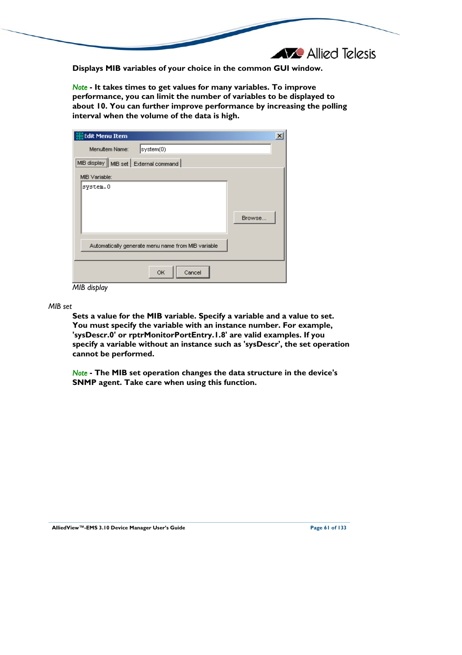 Allied Telesis AlliedView-EMS 3.10 DEVICE MANAGER User Manual | Page 61 / 133