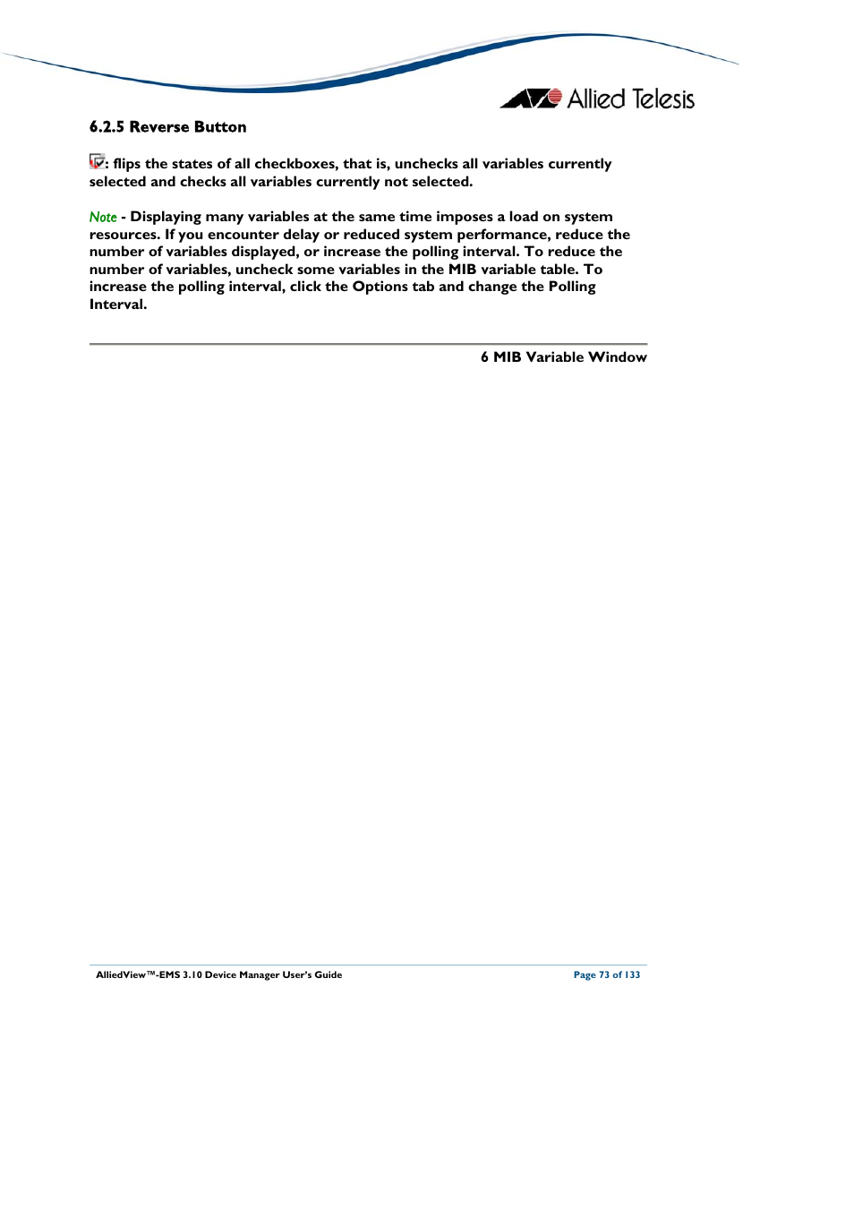 5 reverse button, Reverse button | Allied Telesis AlliedView-EMS 3.10 DEVICE MANAGER User Manual | Page 73 / 133
