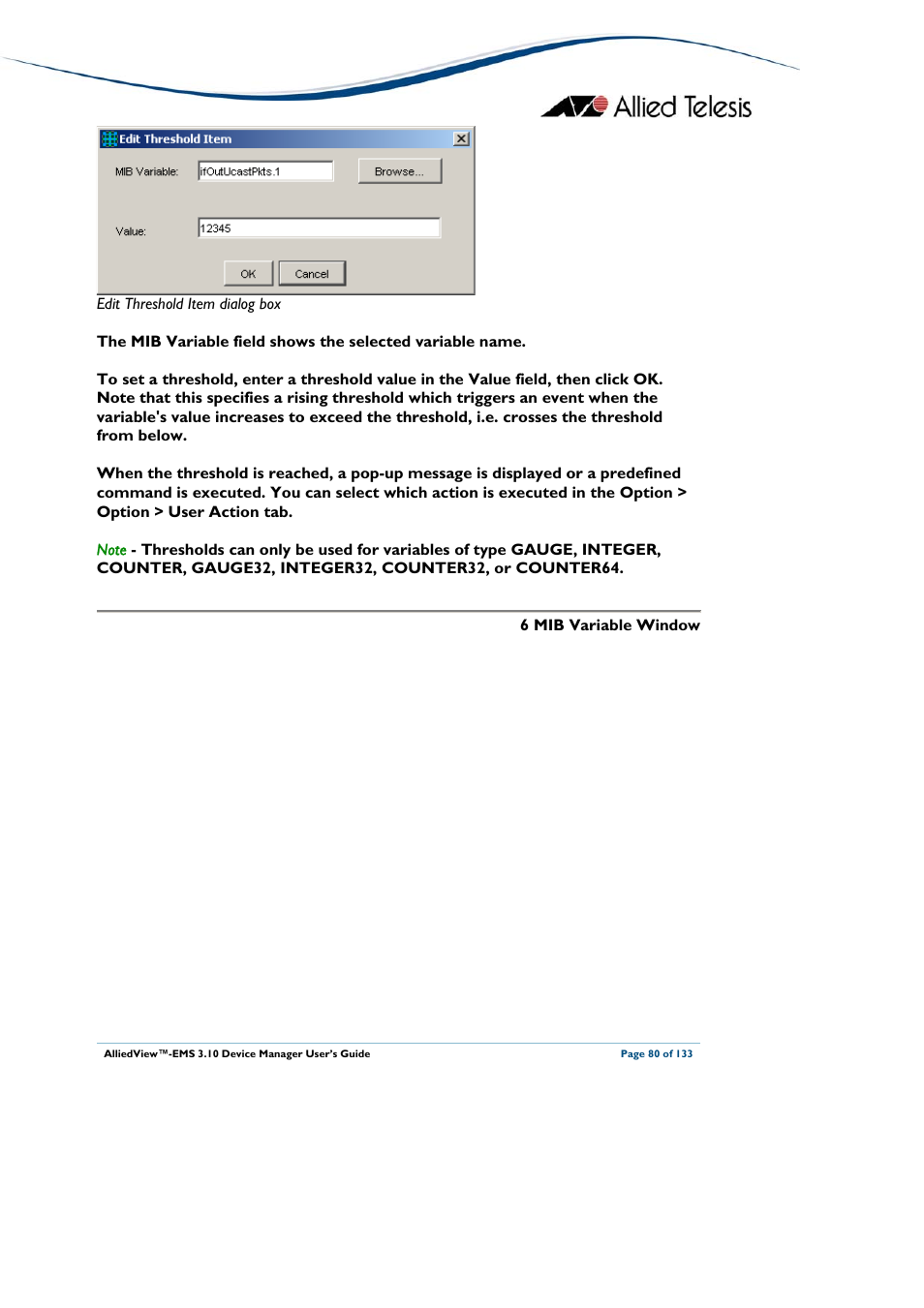 Allied Telesis AlliedView-EMS 3.10 DEVICE MANAGER User Manual | Page 80 / 133