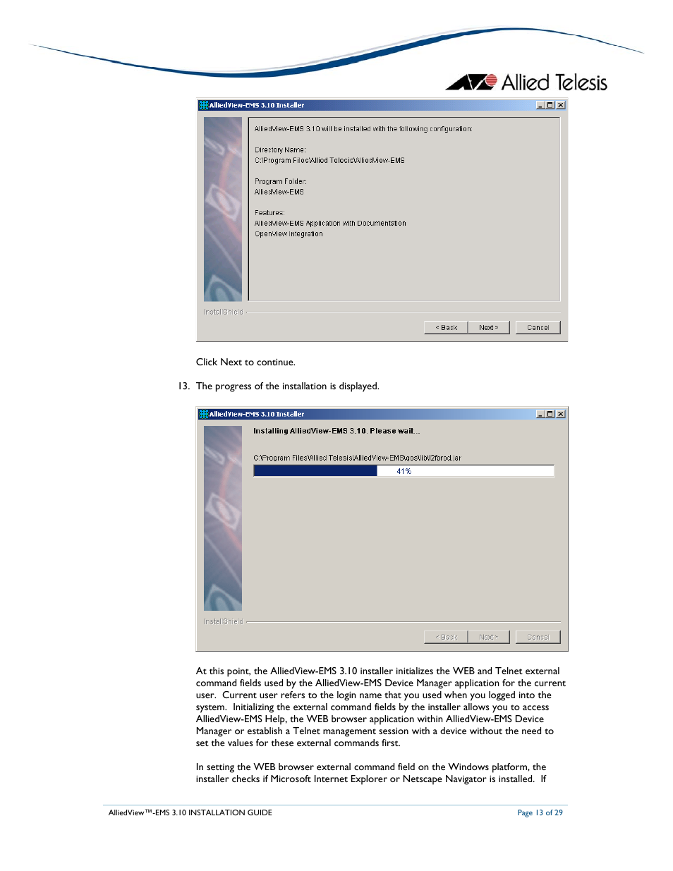 Allied Telesis AlliedView-EMS 3.10 INSTALLATION User Manual | Page 13 / 29