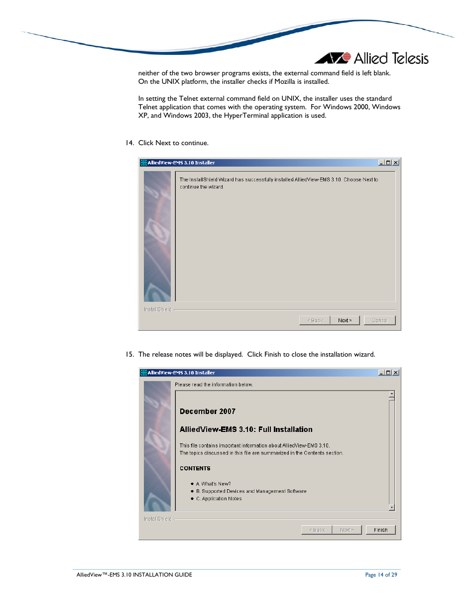 Allied Telesis AlliedView-EMS 3.10 INSTALLATION User Manual | Page 14 / 29