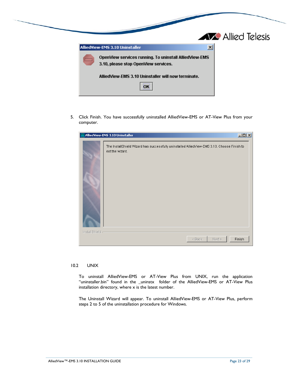 Allied Telesis AlliedView-EMS 3.10 INSTALLATION User Manual | Page 23 / 29
