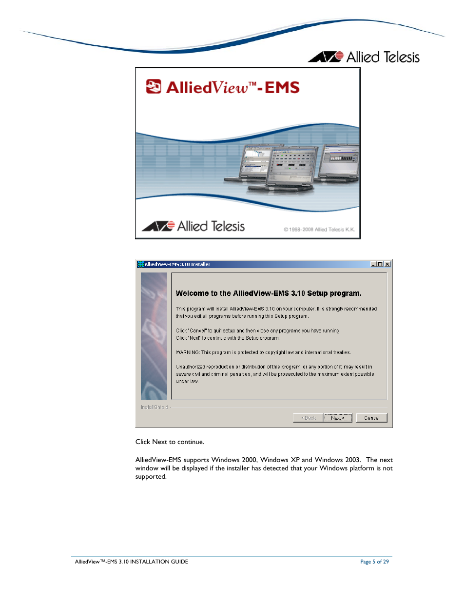 Allied Telesis AlliedView-EMS 3.10 INSTALLATION User Manual | Page 5 / 29