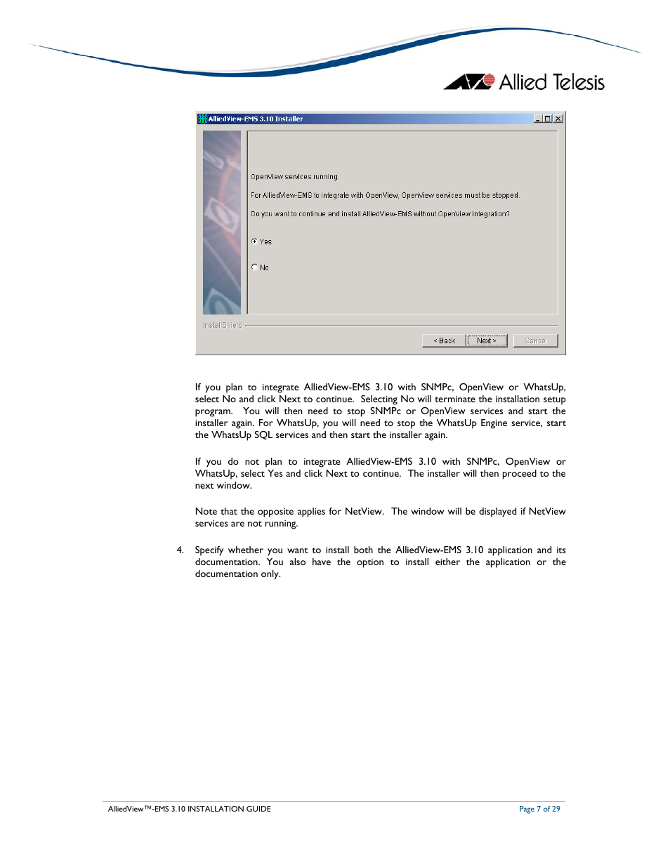 Allied Telesis AlliedView-EMS 3.10 INSTALLATION User Manual | Page 7 / 29