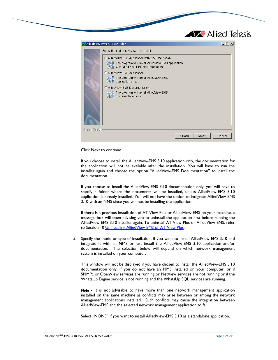 Allied Telesis AlliedView-EMS 3.10 INSTALLATION User Manual | Page 8 / 29