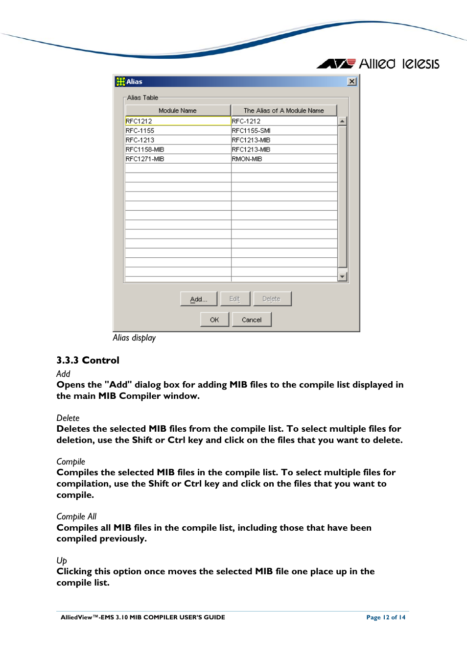 3 control | Allied Telesis AlliedView-EMS 3.10 MIB COMPILER User Manual | Page 12 / 14