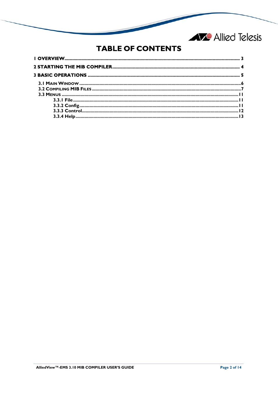 Allied Telesis AlliedView-EMS 3.10 MIB COMPILER User Manual | Page 2 / 14