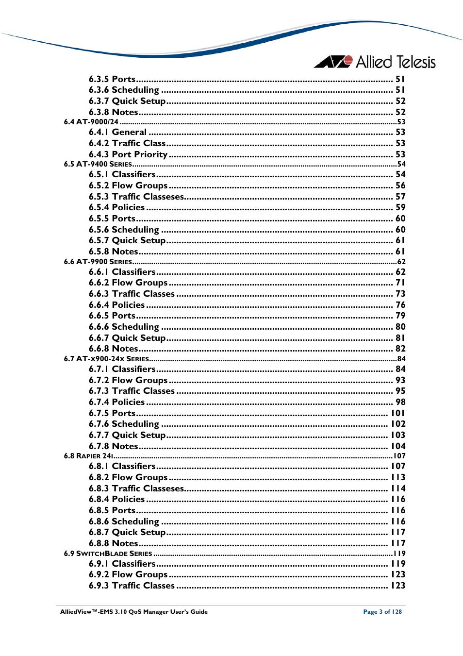 Allied Telesis AlliedView-EMS 3.10 QoS MANAGER User Manual | Page 3 / 128