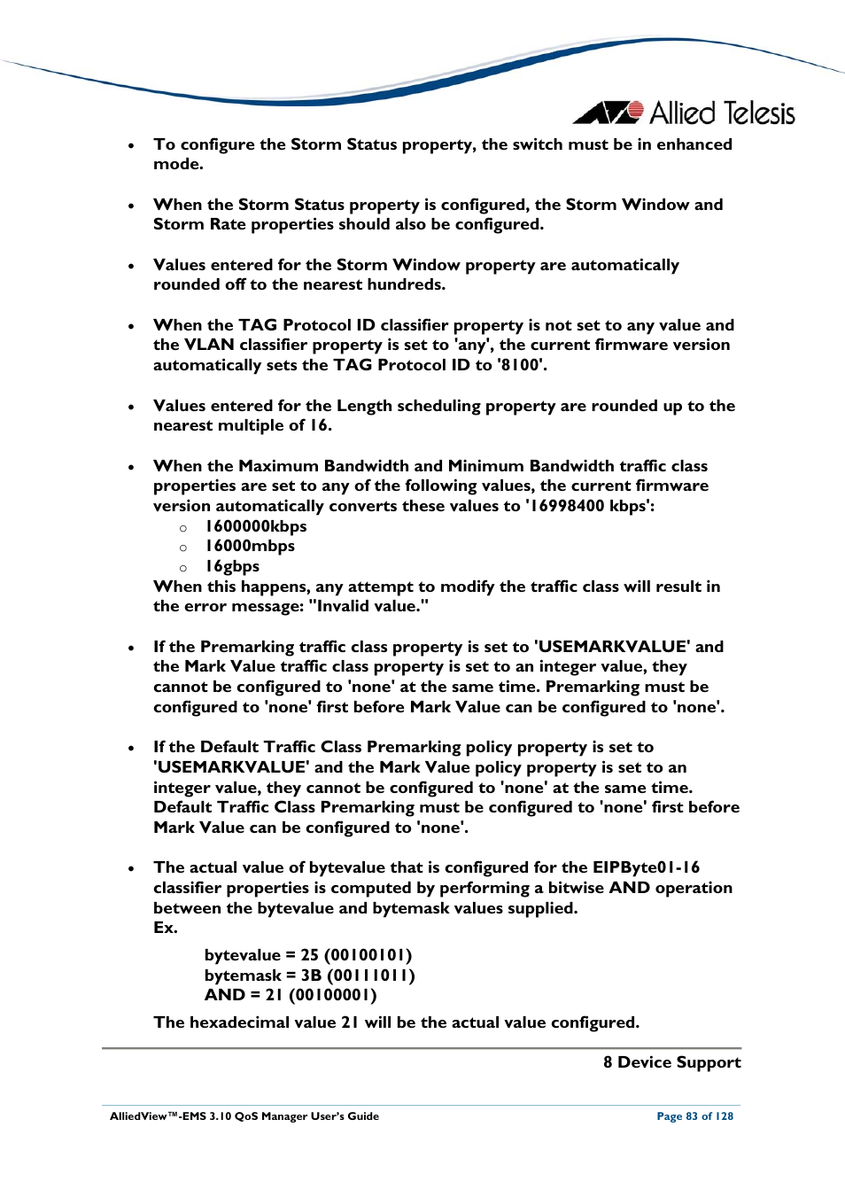 Allied Telesis AlliedView-EMS 3.10 QoS MANAGER User Manual | Page 83 / 128