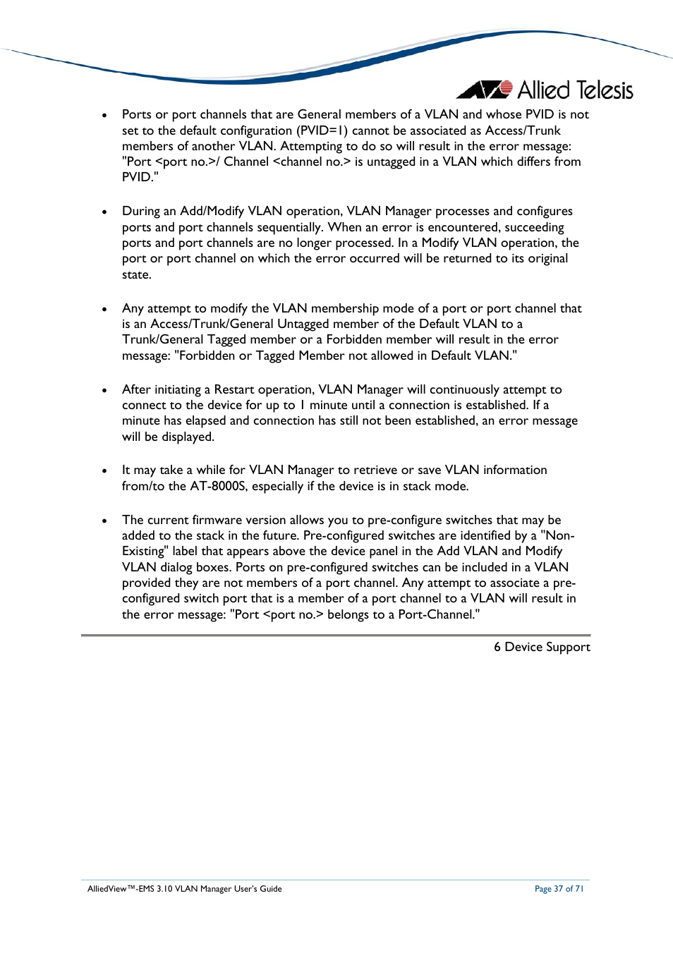 Allied Telesis AlliedView-EMS 3.10 VLAN MANAGER User Manual | Page 37 / 71