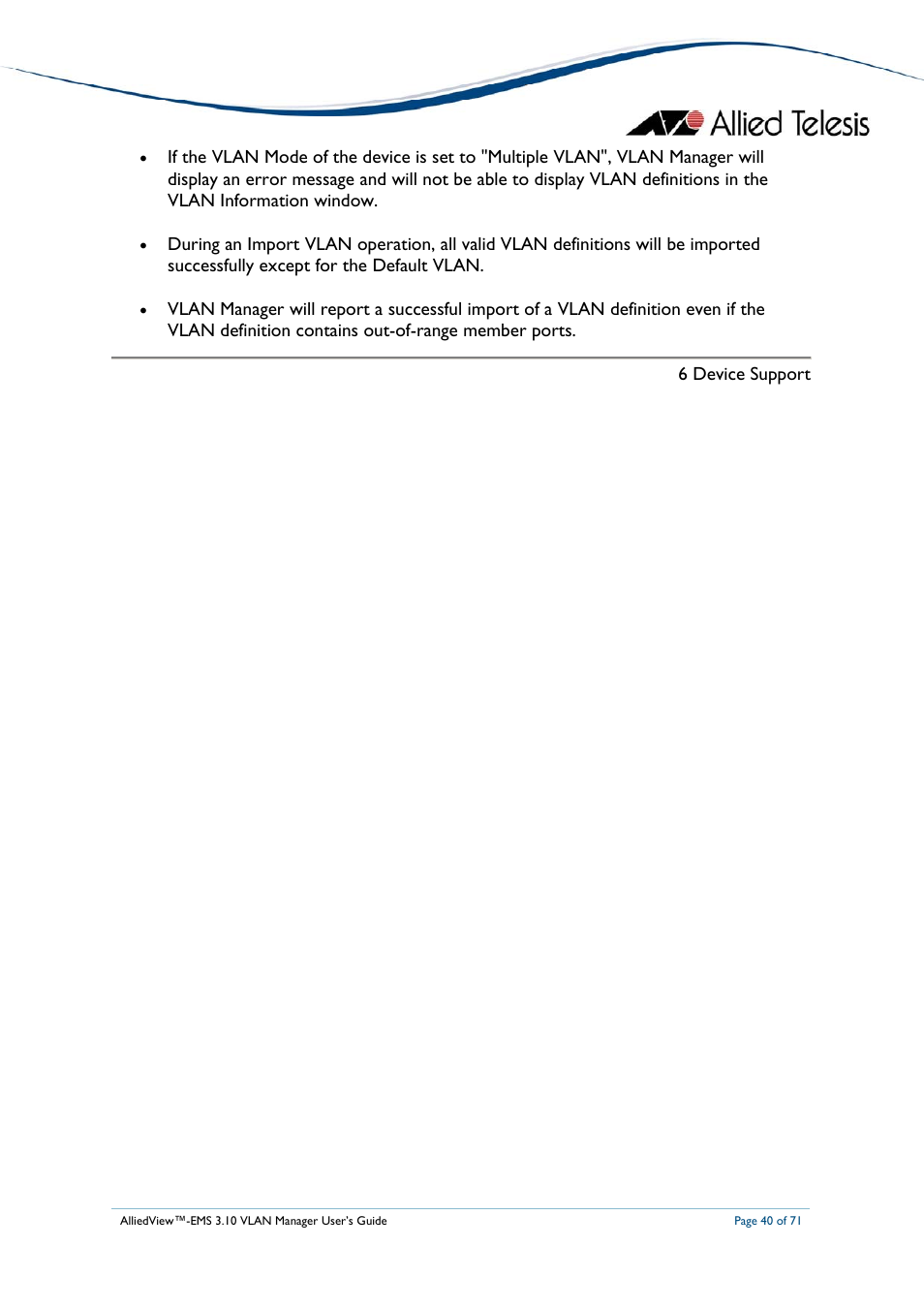 Allied Telesis AlliedView-EMS 3.10 VLAN MANAGER User Manual | Page 40 / 71