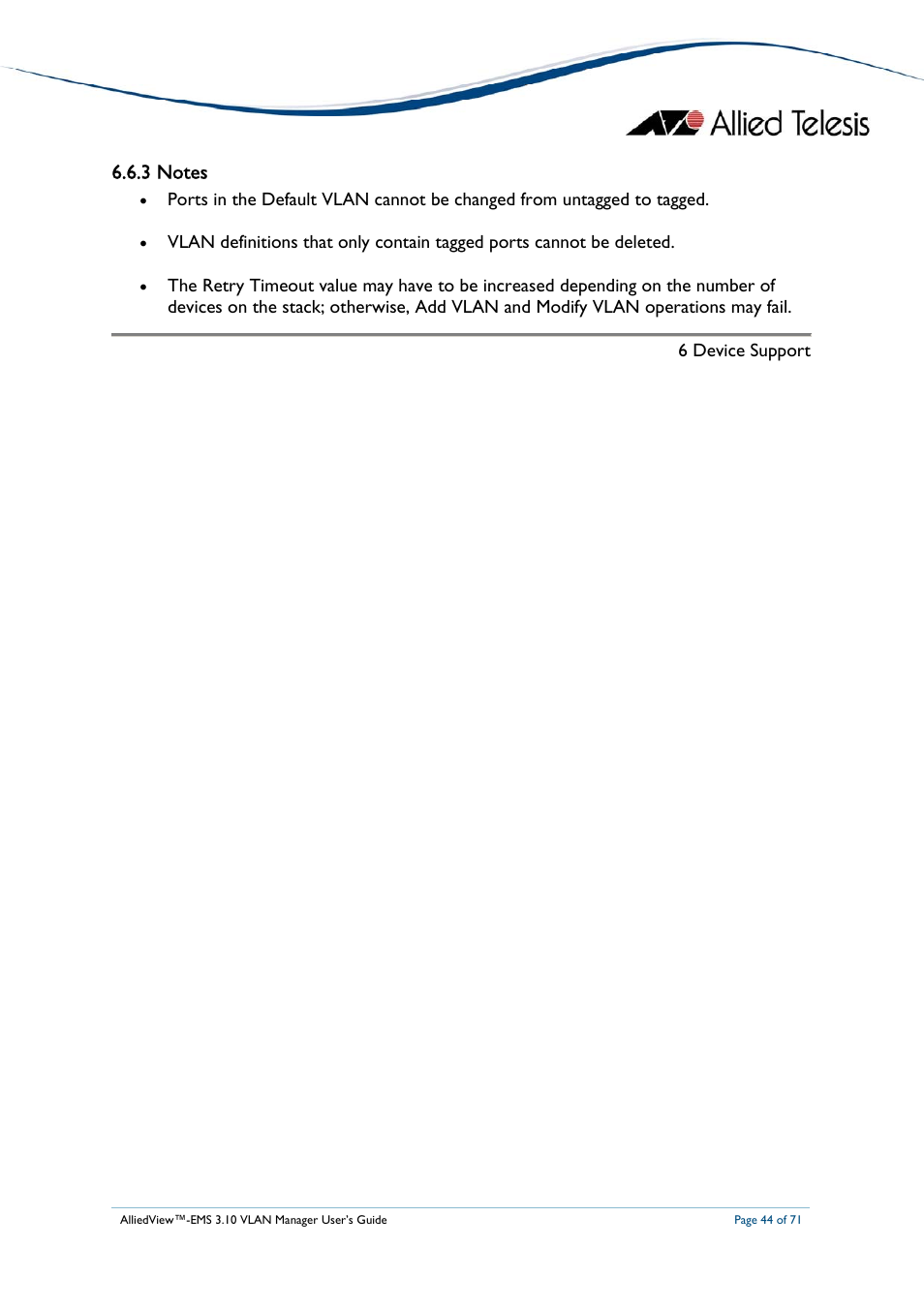 3 notes, At-8500 series | Allied Telesis AlliedView-EMS 3.10 VLAN MANAGER User Manual | Page 44 / 71