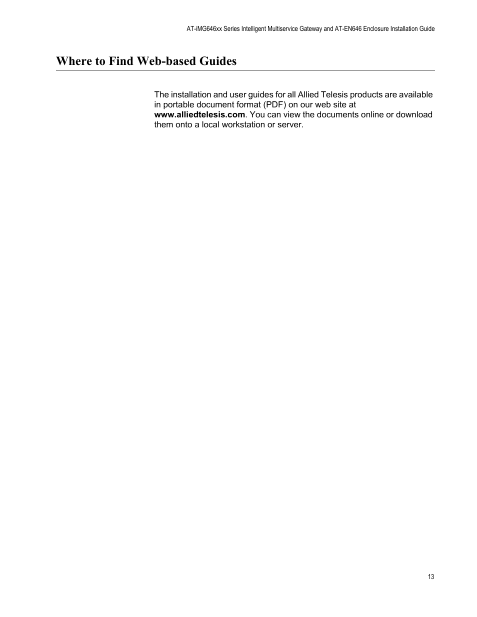Where to find web-based guides | Allied Telesis AT-iMG646PX-ON User Manual | Page 13 / 98