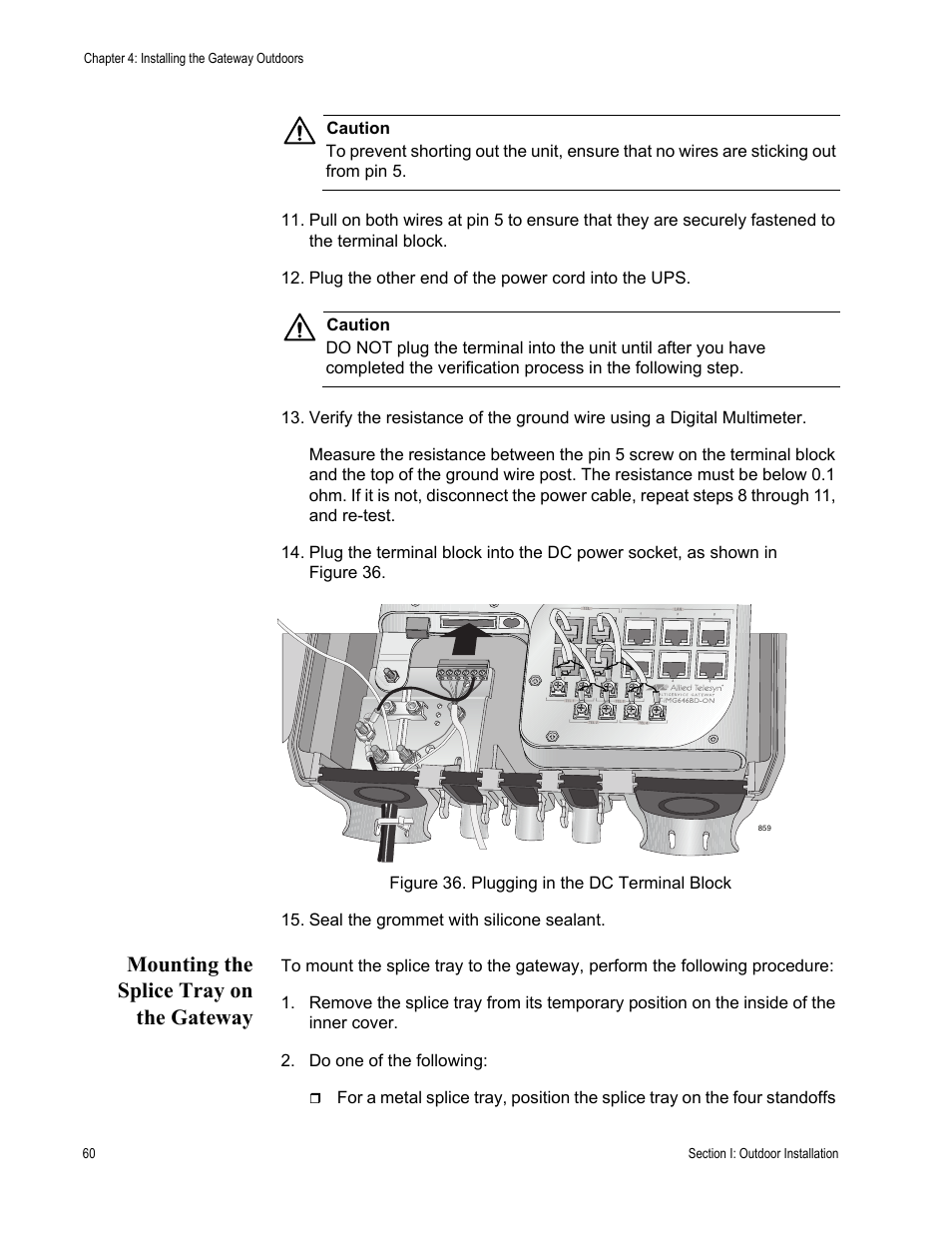 Mounting the splice tray on the gateway | Allied Telesis AT-iMG646PX-ON User Manual | Page 60 / 98
