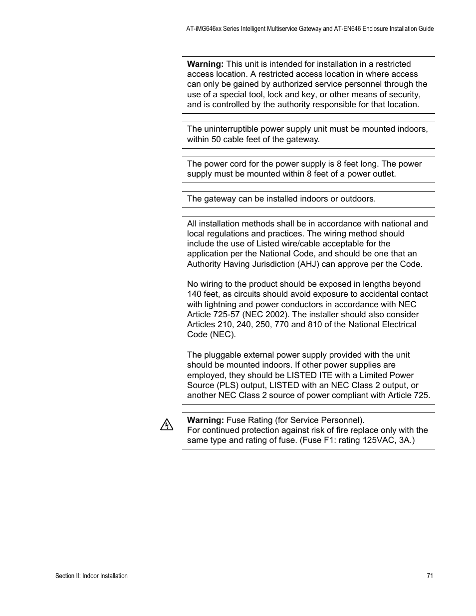 Allied Telesis AT-iMG646PX-ON User Manual | Page 71 / 98