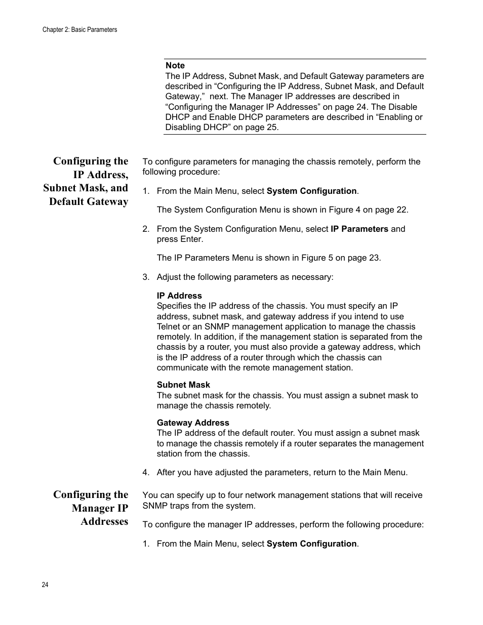 Configuring the manager ip addresses | Allied Telesis AT-S65 User Manual | Page 24 / 102