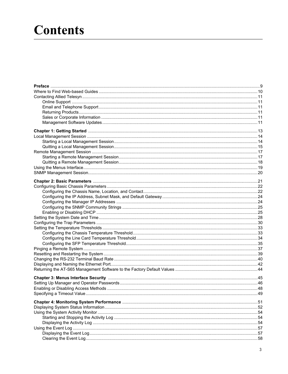Allied Telesis AT-S65 User Manual | Page 3 / 102