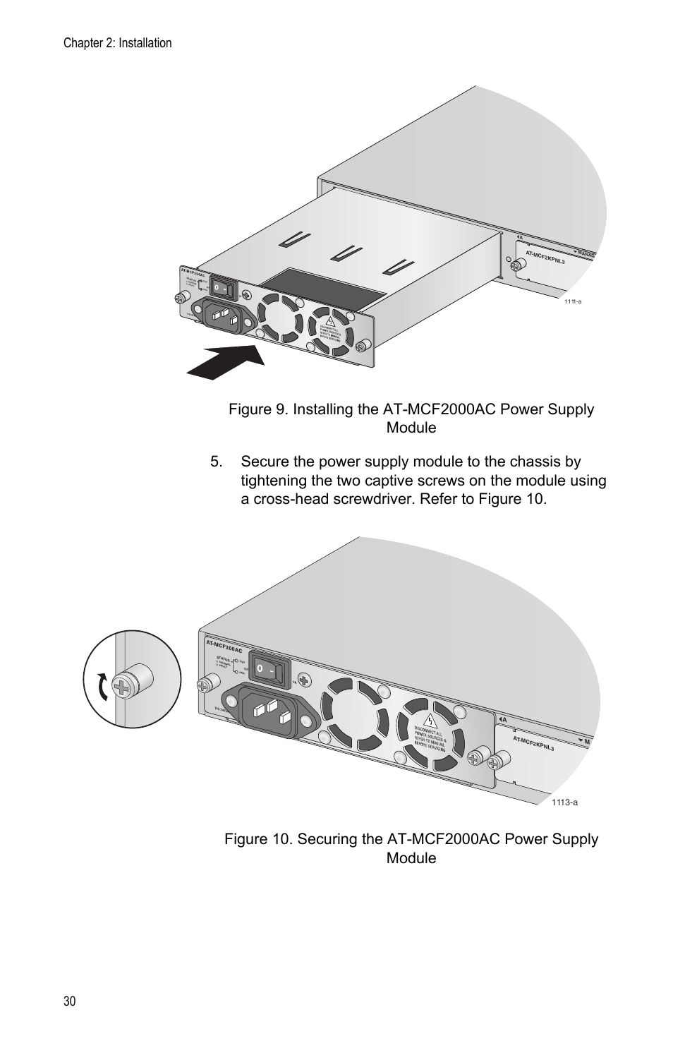 Chapter 2: installation 30 | Allied Telesis AT-MCF2000 User Manual | Page 30 / 48