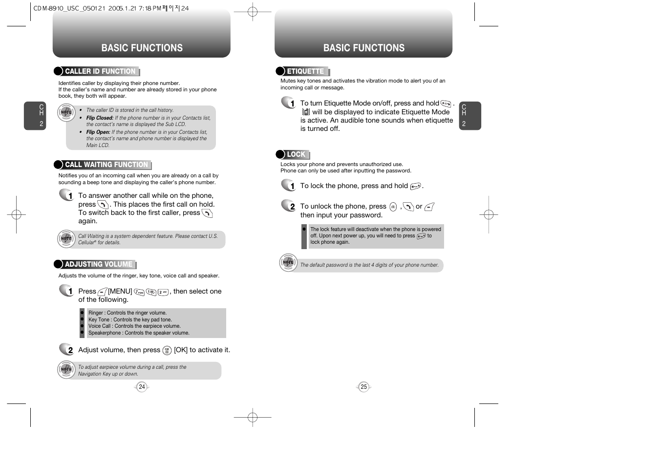 Basic functions | Audiovox CDM-8910 User Manual | Page 13 / 69