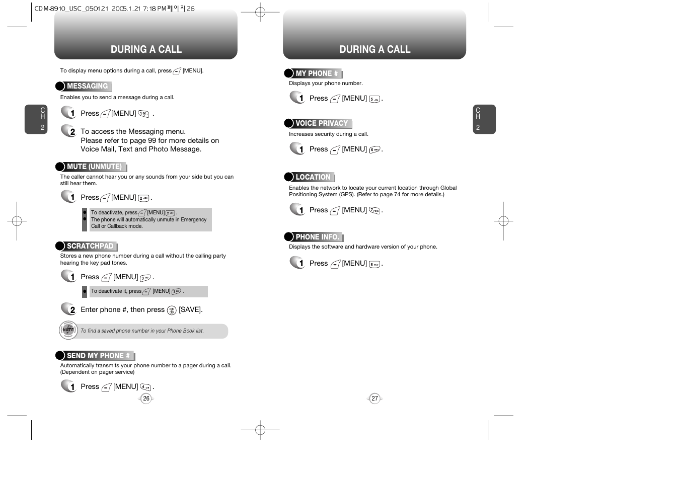 During a call | Audiovox CDM-8910 User Manual | Page 14 / 69