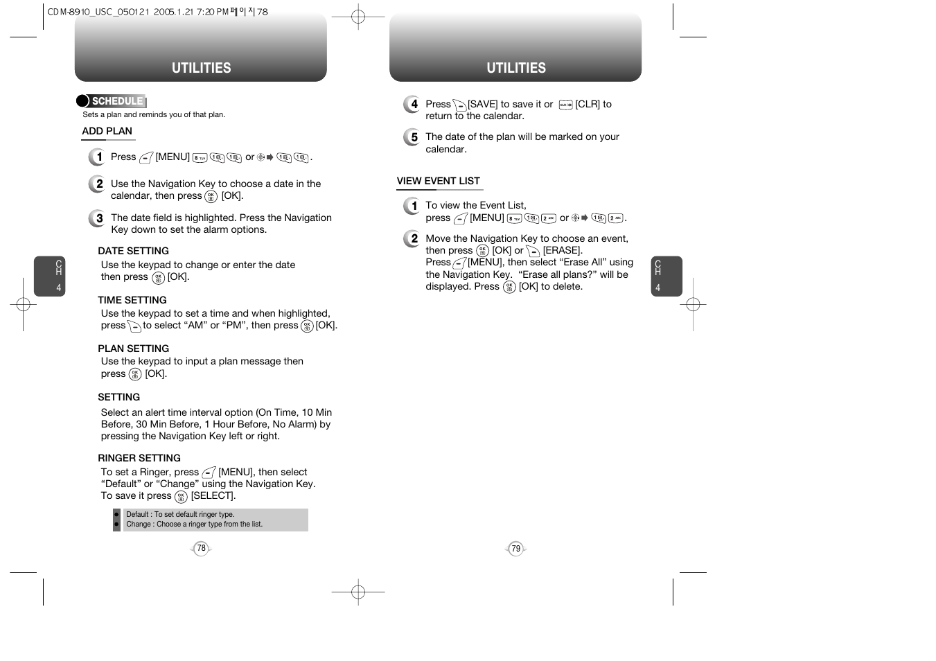 Utilities | Audiovox CDM-8910 User Manual | Page 40 / 69