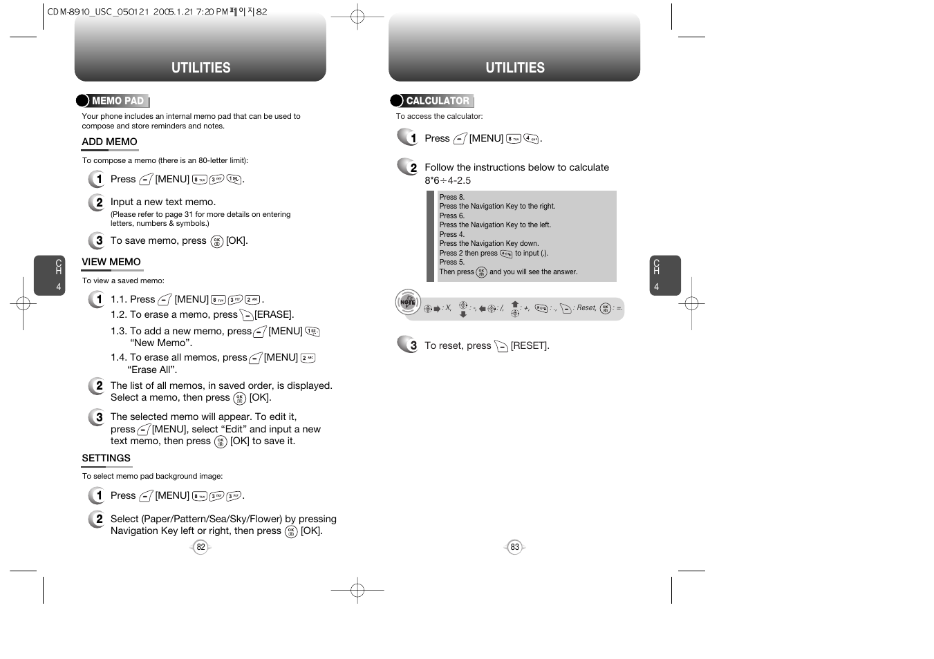 Utilities | Audiovox CDM-8910 User Manual | Page 42 / 69